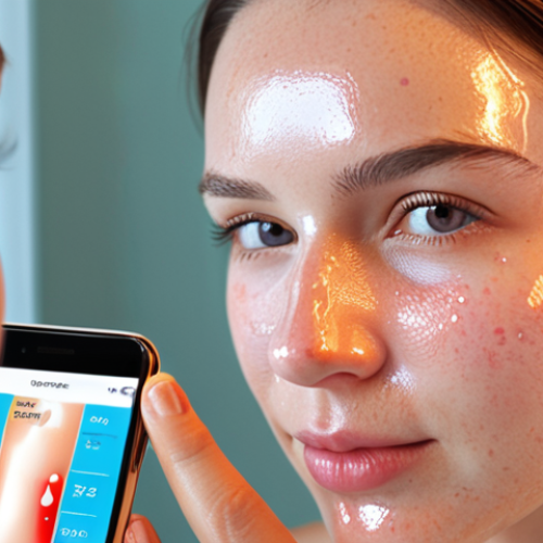 Home 7 **Prompt:** A hyper-realistic close-up of a woman's radiant, glowing face, illuminated by soft, natural light. A translucent digital overlay on her cheek displays intricate AI skin analysis data (hydration levels, subtle redness maps), while she holds a sleek smartphone showing a personalized serum recommendation. The scene evokes a sense of bespoke care and transformative beauty.