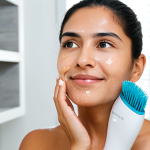 스킨케어 기기 시장 동향 - Modern Facial Cleansing**

A Latina woman in a bright bathroom, using a sonic facial cleansing brush...
