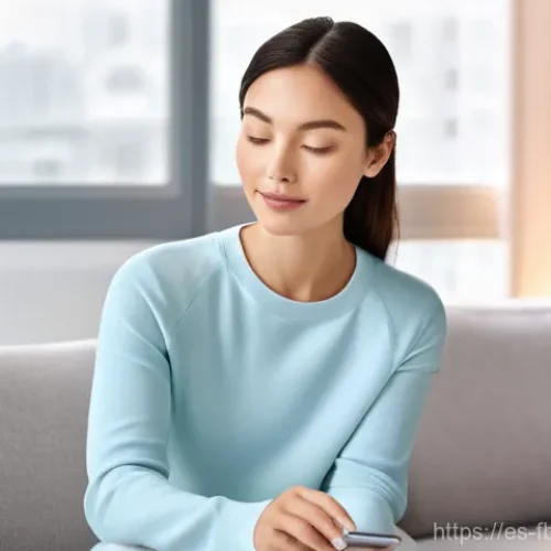 디지털 피부 건강 관리 - **Prompt 1: AI-Powered Skin Analysis at Home**
    "A confident woman in her early 30s, with clear a...