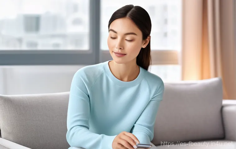 디지털 피부 건강 관리 - **Prompt 1: AI-Powered Skin Analysis at Home**
    "A confident woman in her early 30s, with clear a...