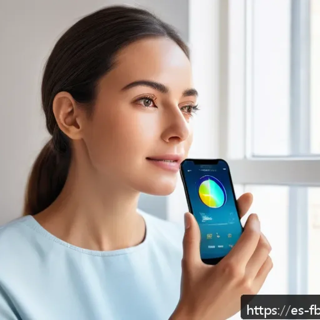AI 뷰티 추천 서비스 - A modern smartphone displaying a detailed skin analysis interface with colorful graphs and data poin...